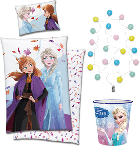 Disney Frozen 2 Pussilakanasetti + Valosarja + Roskakori, Multicolored