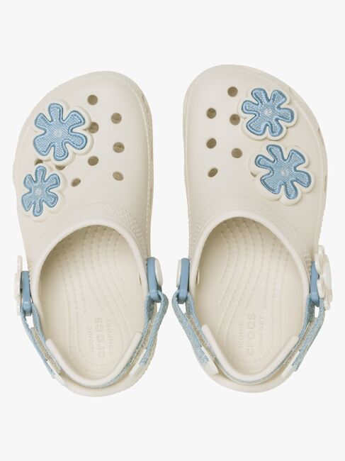 Crocs Classic Denim Flower Kids Pistokkaat, Summit White