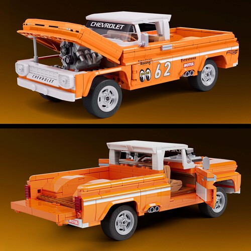 Mattel Brick Shop Hot Wheels Elite Series Brick Shop Hot Wheels Työmaasetti Custom ’62 Chevy Pickup 858 Osaa