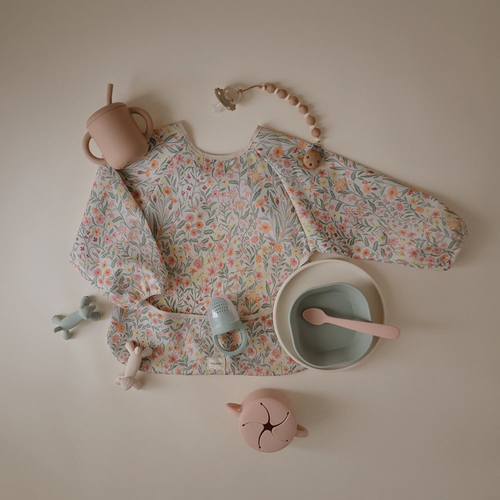 Mushie  Pitkähihainen Ruokalappu, Pastel Blooms