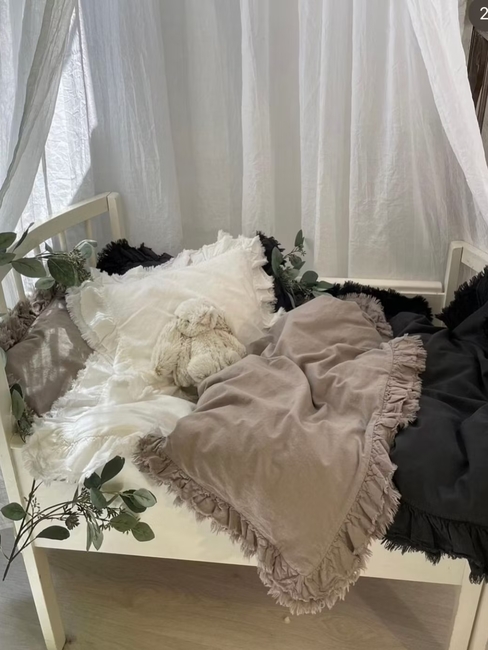 Mini Dreams Pussilakanasetti Vintage Röyhelökoriste Pinnasänky, Khaki