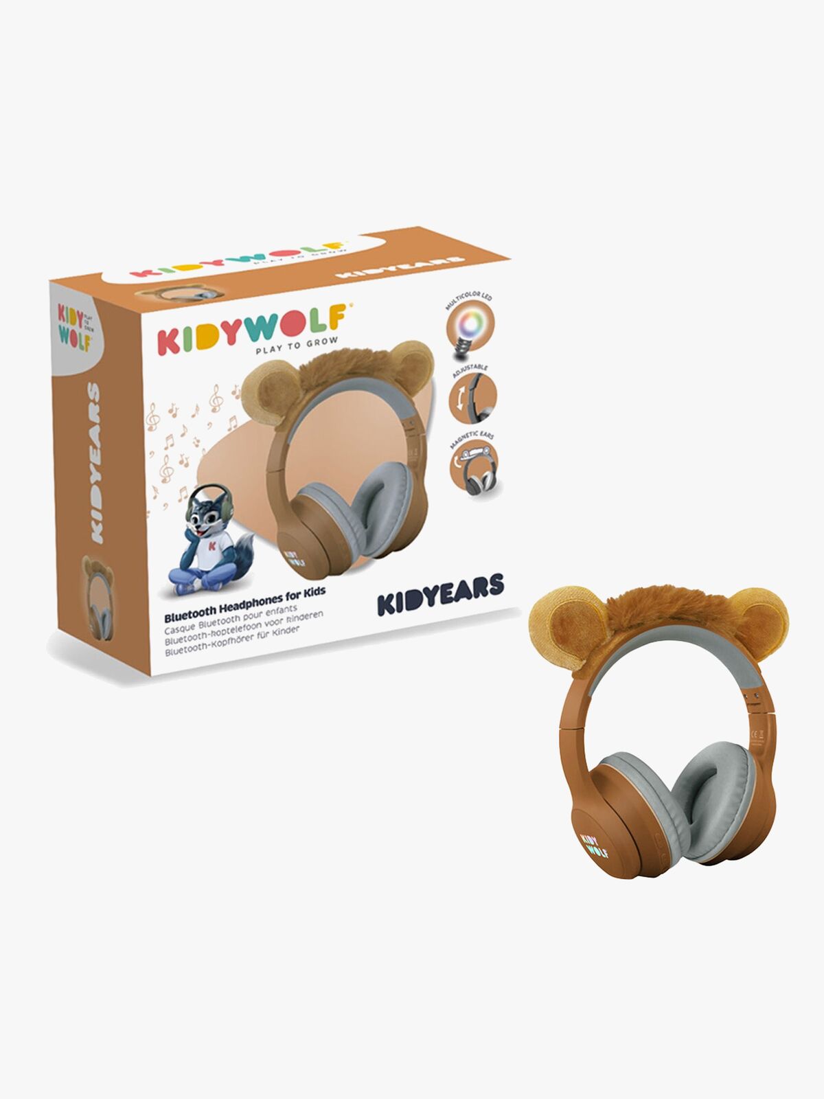 Kidywolf KIDYEARS Mikrofonikuulokkeet Bluetooth + Magneettikorvat, Leijona