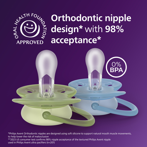 Philips Avent Ultra Soft Tutti 0–6m 2-pack, Keltainen/Oranssi