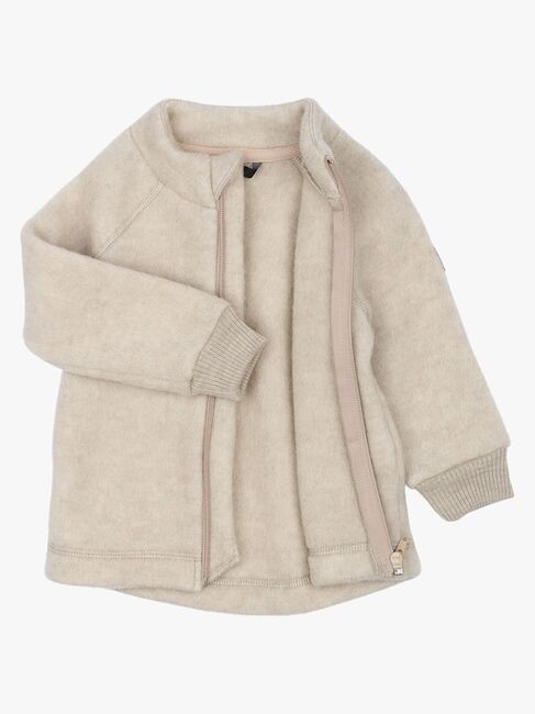 Mikk-Line Fleecetakki Merinovilla, Melange Offwhite