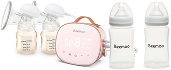 Beemoo Care Duo Sähkökäyttöinen Tuplarintapumppu + Äidinmaitopullot 240 ml 2-pack