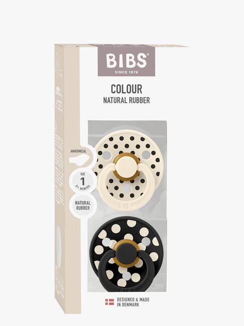 BIBS Studio Colour Polka Tutti 2-pack Lateksi Koko 1 Anatominen, Ivory/Black