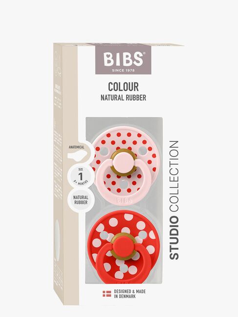 BIBS Studio Colour Polka Tutti 2-pack Lateksi Koko 1 Anatominen, Blossom/Candy Apple