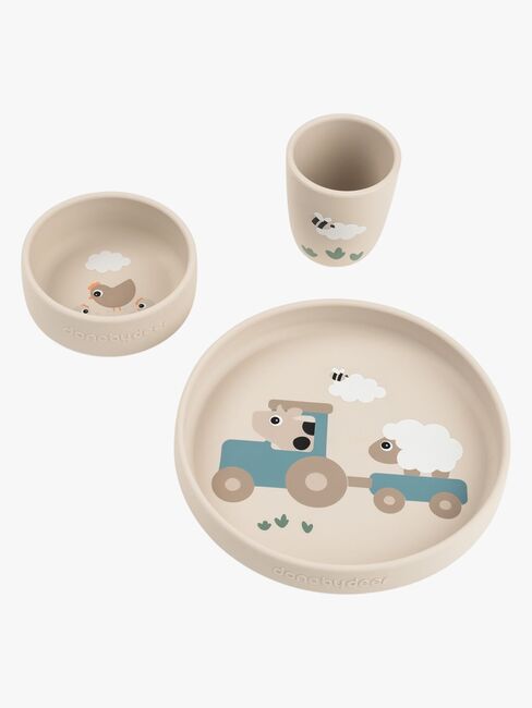 Done By Deer Tiny Farm Silikoni Ruokailusetti Stick & Stay, Sand