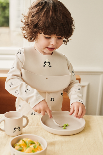 LIEWOOD Ember Kuvioitu Ruokalappu 2-pack, Panda/Sandy