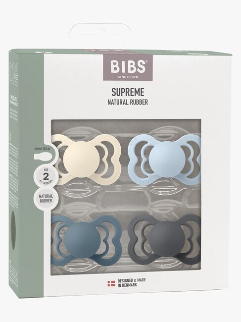BIBS Supreme Tutti 4-pack Luonnonkumi Koko 2, Ivory/Baby Blue/Petrol/Iron