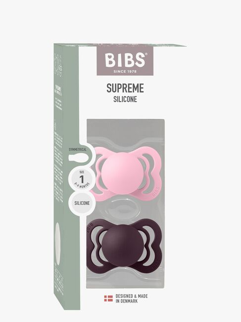 BIBS Supreme Tutti 2-pack Silikoni Koko 1 Symmetrinen, Baby Pink/Plum