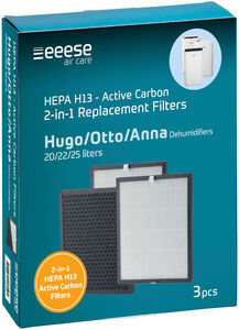 eeese HEPA & Aktiivihiilisuodattimet Hugo+Otto+Anna 3-Pack
