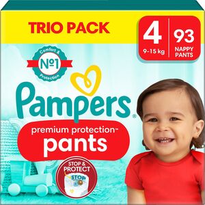 Pampers Premium Protection Pants Vaippa Koko 4 9–15 kg 93-pack