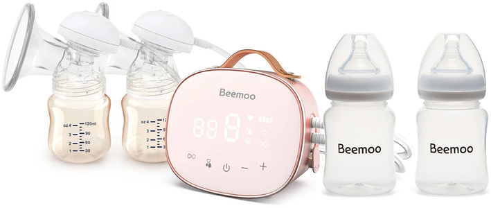 Beemoo Care Duo Sähkökäyttöinen Tuplarintapumppu + Äidinmaitopullot 180 ml 2-pack