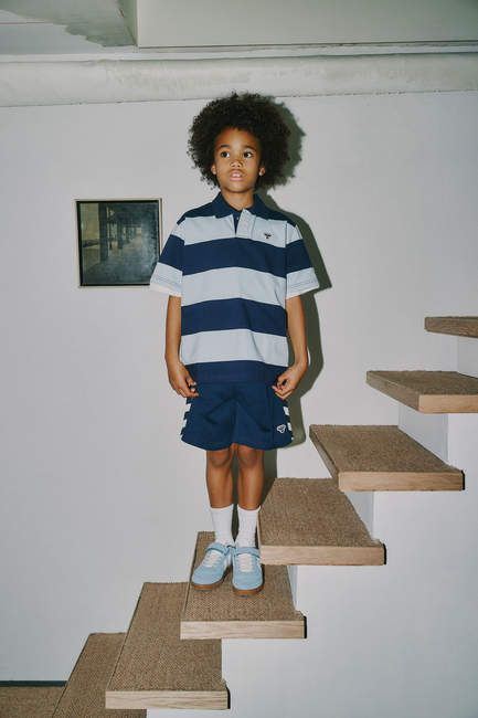 Hummel JR Loose Striped Poolopaita, Dress Blue