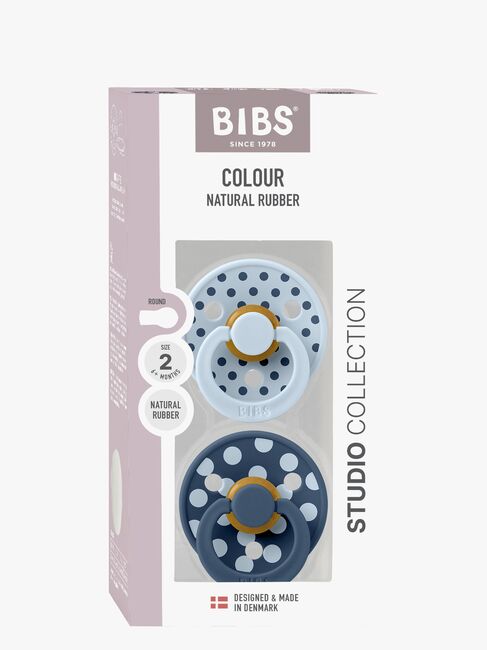 BIBS Studio Colour Polka Tutti 2-pack Lateksi Koko 2, Baby Blue/Steel Blue