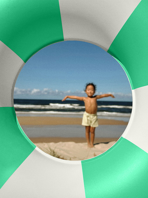 SUNNYLiFE Mini Uimarengas, Pool Party Green Stripe