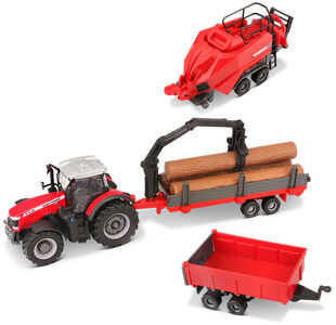 BB Junior Farmland Massey Fergusson 8740S Traktori + 3 Perävaunua