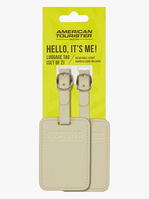 American Tourister Matkalaukun Nimilappu 2-pack, Coconut Sand