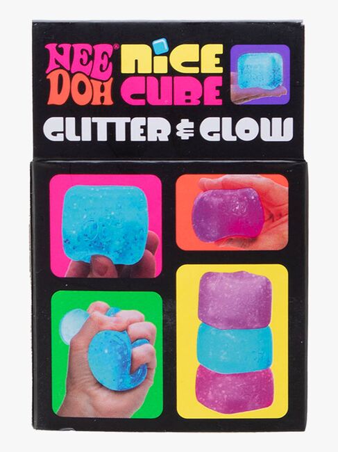 NeeDoh Nice Cube Glitter & Glow Stressipallo Lajiteltu