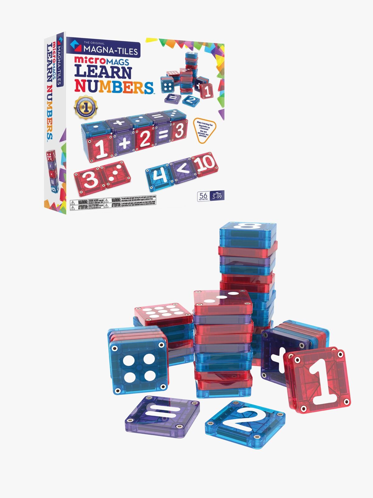 MAGNA-TILES MicroMAGS Opi Numerot Rakennussarja 56 Osa
