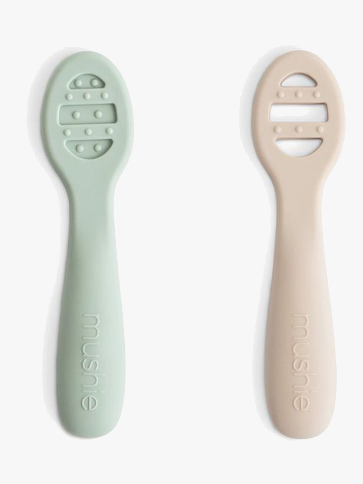 Mushie Harjoittelulusikka 2-pack, Cambridge Blue/Shifting Sand