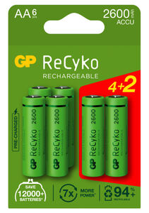 GP Batteries Recyko 4+2 AA Ladattavat Paristot