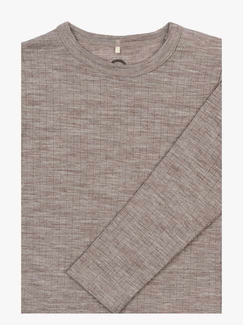 Mikk-Line  Pitkähihainen T-paita Merinovilla, Melange Denver