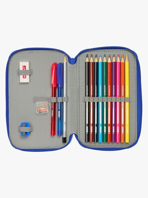 Disney Autot  Täytetty Kaksilokeroinen Penaali 29 Osaa, Sininen