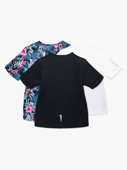 Hyperfied Wave T-Paidat 3-pack, Black/White/Tropical Flower