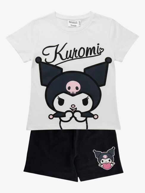 Hello Kitty Kuromi T-paita + Shortsit Setti, Valkoinen