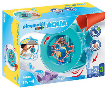Playmobil 1.2.3 Aqua Water Wheel with Baby Shark Rakennussarja