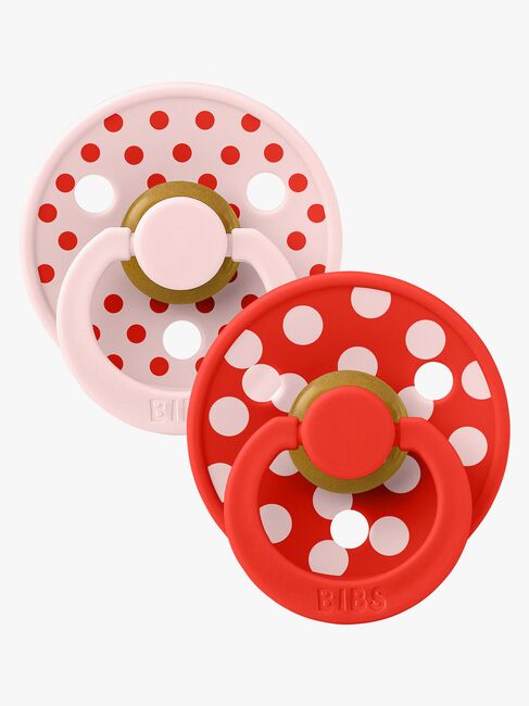 BIBS Studio Colour Polka Tutti 2-pack Lateksi Koko 2, Blossom/Candy Apple