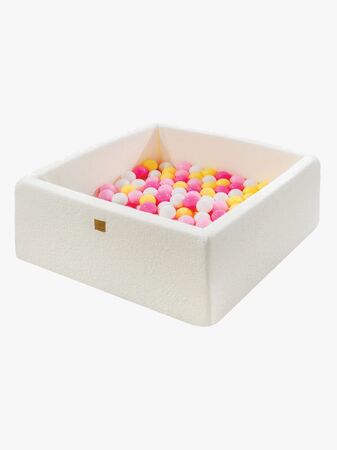 MeowBaby Boucle Square Pallomeri, White/Pastel Pink/Light Pink/Pastel Yellow