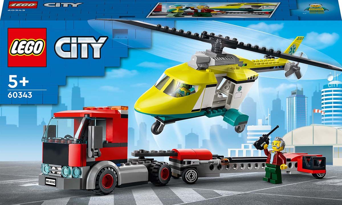 LEGO City Great Vehicles 60343 Pelastushelikopterin Kuljetusauto