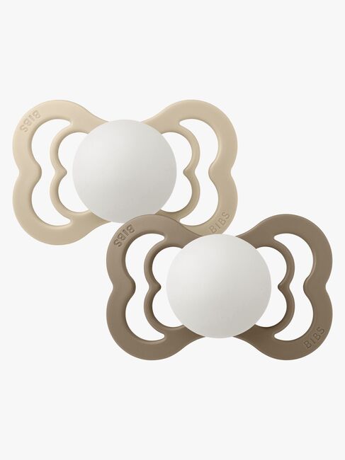 BIBS Supreme Tutti 2-pack Silikoni Koko 2 Symmetrinen, Vanilla Glow/Dark Oak Glow