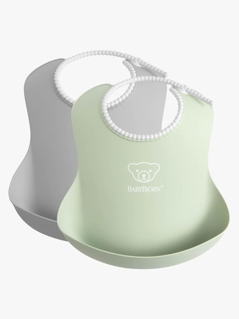 BabyBjörn Ruokalappu 2-pack, Harmaa/Vaaleanvihreä