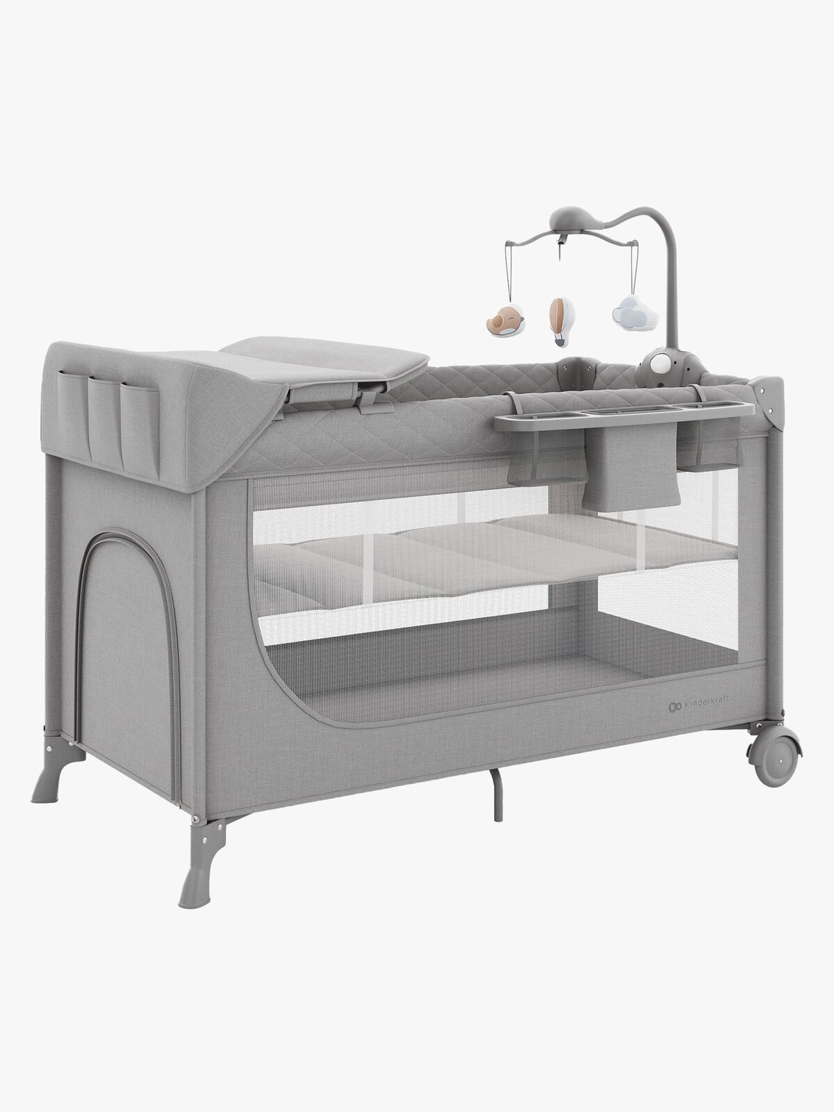 Kinderkraft LEODY UP Matkasänky + Lisätarvikkeet, Grey