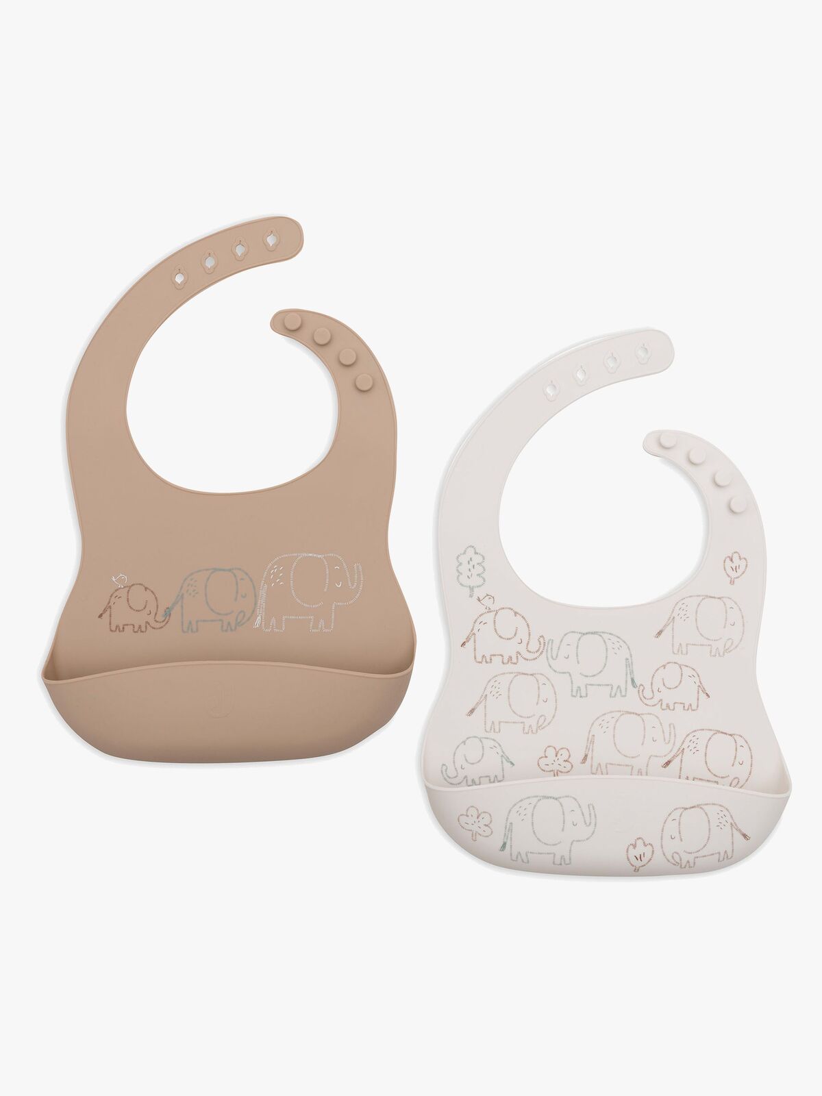 Jollein Ruokalappu Silikoni 2-pack, Elephant Tales