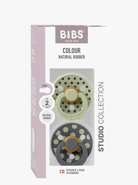 BIBS Studio Colour Polka Tutti 2-pack Lateksi Koko 2, Sage/Iron
