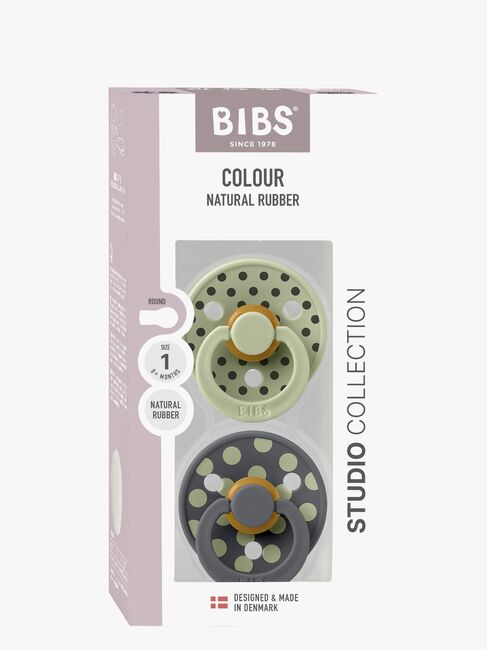 BIBS Studio Colour Polka Tutti 2-pack Lateksi Koko 1, Sage/Iron