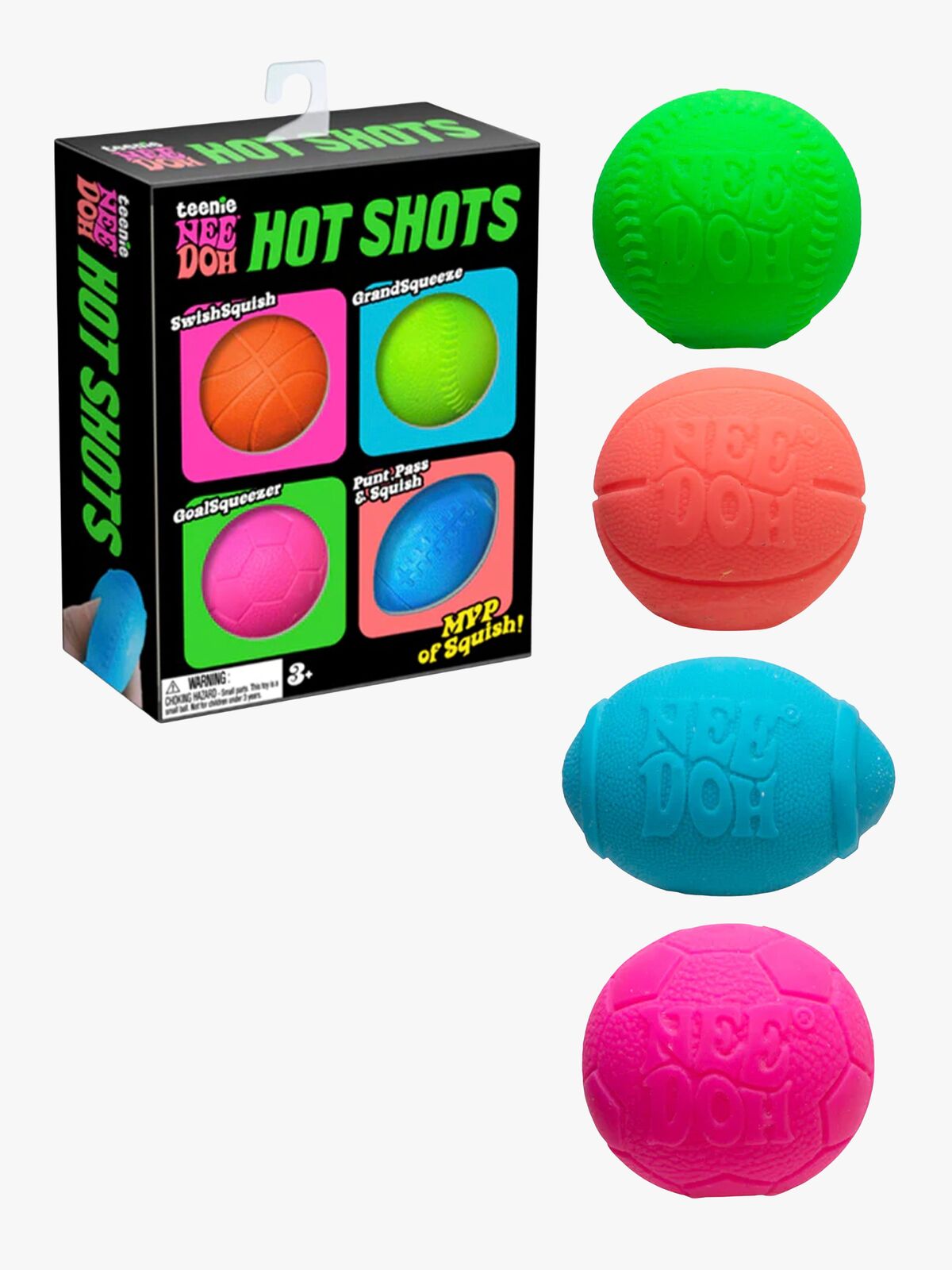NeeDoh Teenie Hot Shots Stressipallot 4-pack