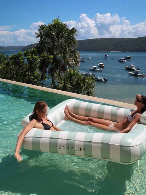 SUNNYLiFE Lux Twin Kelluva Riippumatto, The Vacay Soft Olive