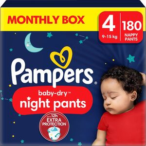 Pampers Baby Dry Night Pants Vaippa Koko 4 9–15 kg 180-pack