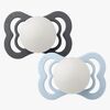 BIBS Supreme Tutti 2-pack Silikoni Koko 1 Symmetrinen, Iron Glow/Baby Blue Glow