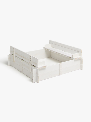 Woodlii Hiekkalaatikko + Kansi & Penkki, Valkoinen