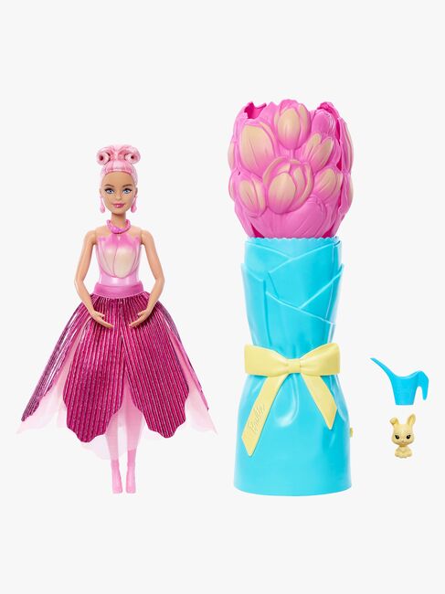Barbie Petal Pop Flower Surprise Nukke Tulppaani-leikkaus, Vaaleanpunainen