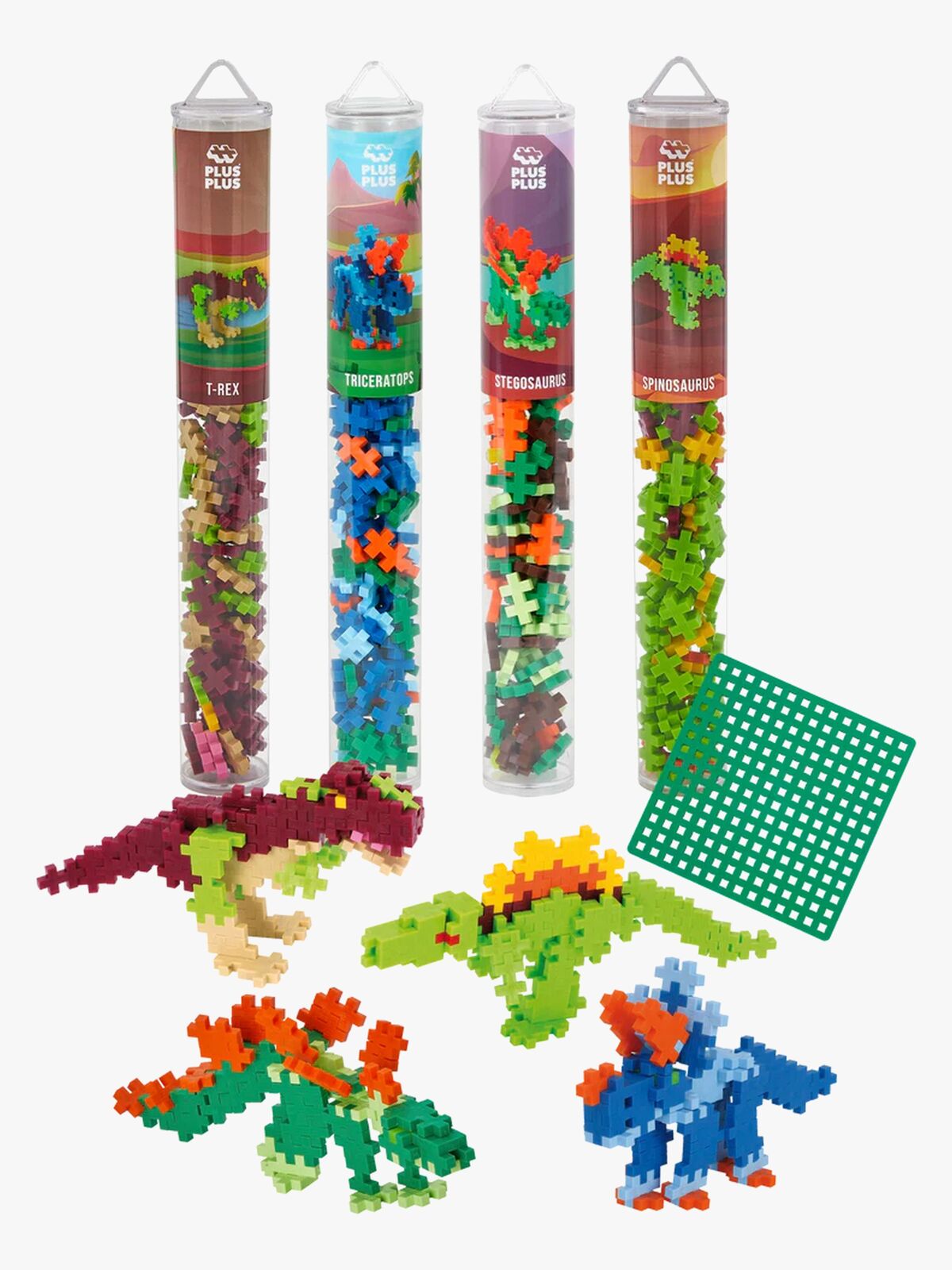 Plus-Plus Rakennussarja + Pohjalevy & Tuubi Dino, 4x100 Osaa