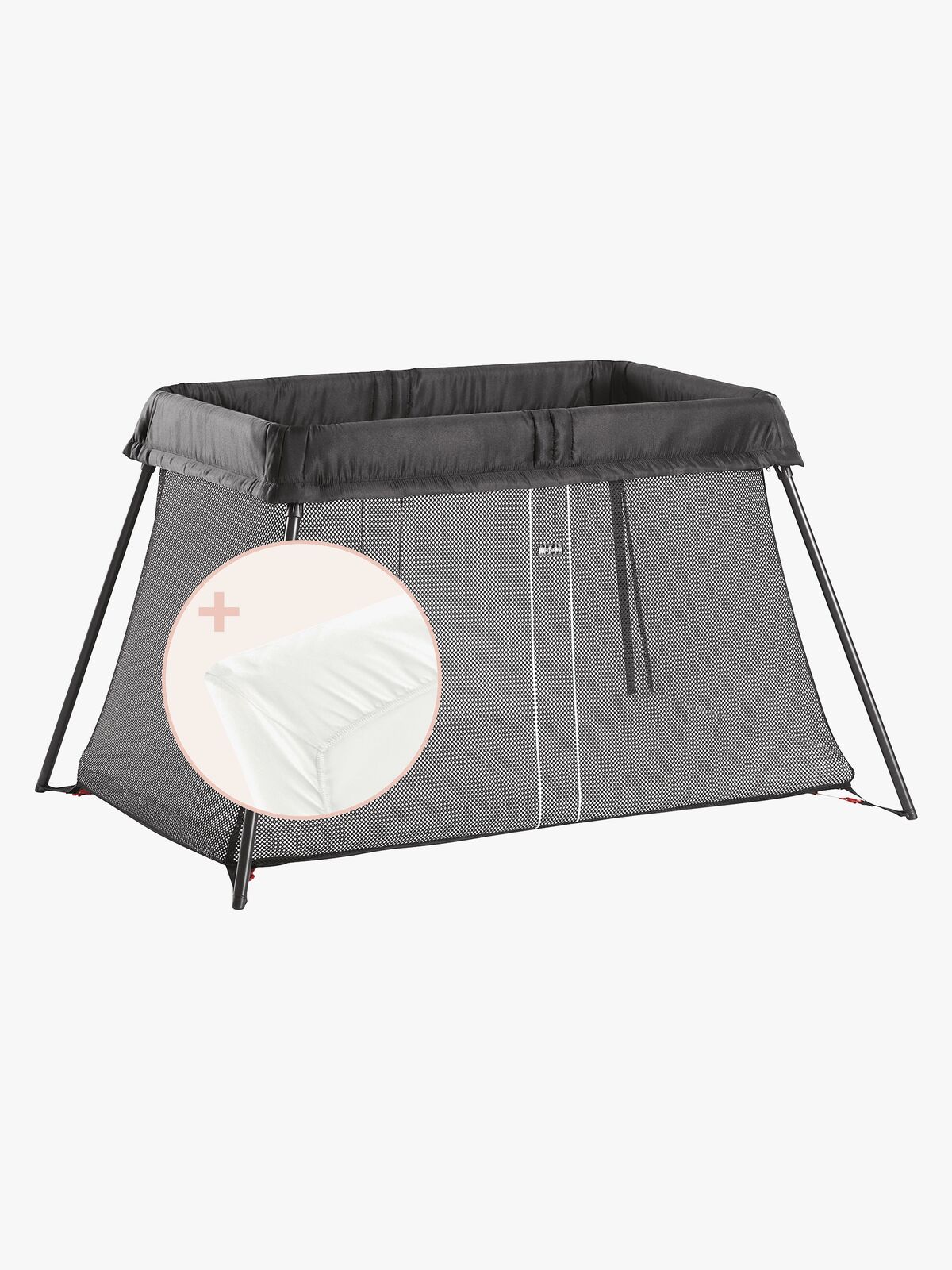 BabyBjörn Light Matkasänky + Muotoonommeltu Lakana, Musta