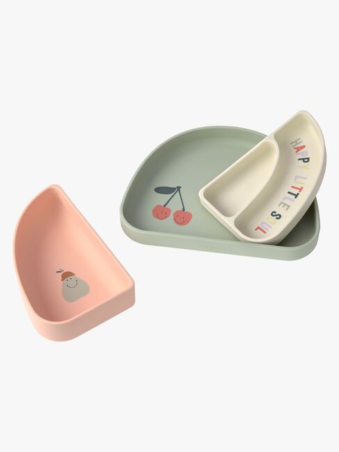 Lässig Lautanen Silikoni 3-pack, Happy Fruits Cherry